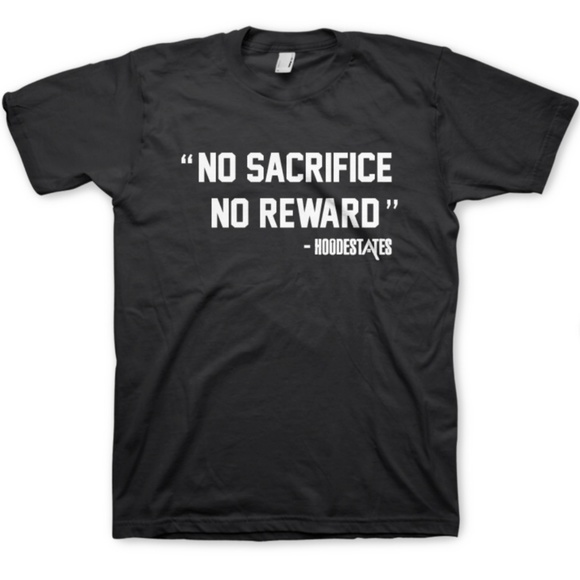 “No Sacrifice No Reward" Tee BLACK/RED/BLUE - Picture 1 of 1